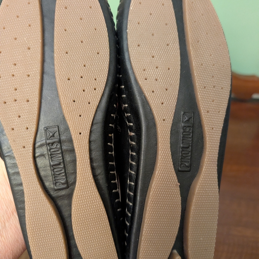 PIKOLINOS Black Laser-Cut Leather Loafers Sz 37 - Picture 6 of 7